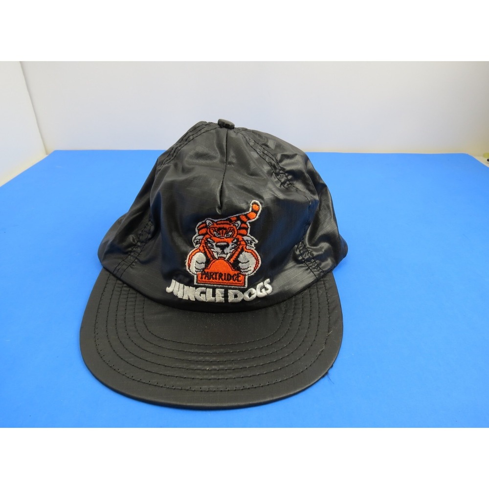 Vintage Bengal Partridge Jungle Dogs Black Nylon Snapback Baseball Hat Cap